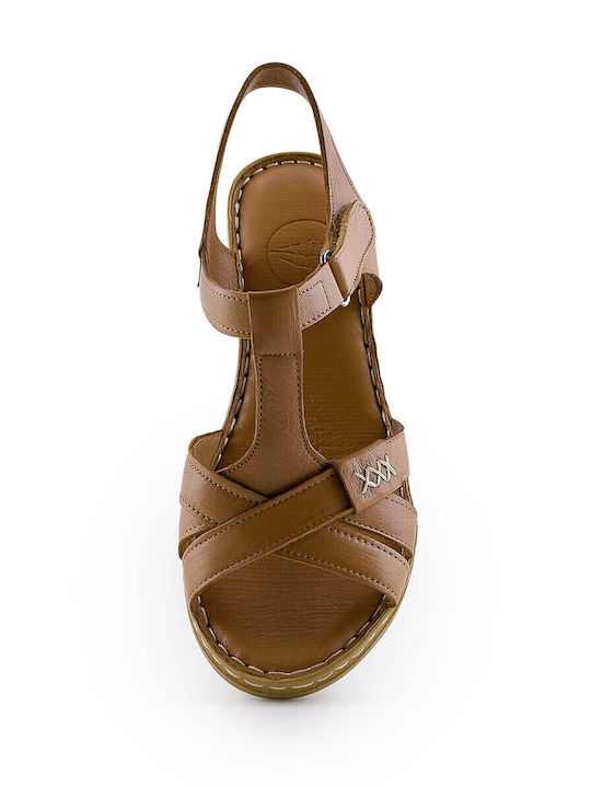 Women's Leather Platform Shoes Tabac Brown