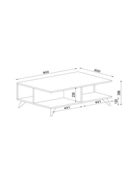 Masa Centrală Rectangulară Sedra Din Lemn Alb L90xL60xÎ38.6cm