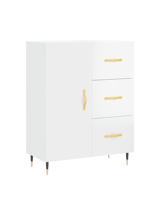 Wooden & Metallic Buffet with Drawers White L69.5xW34xH90cm