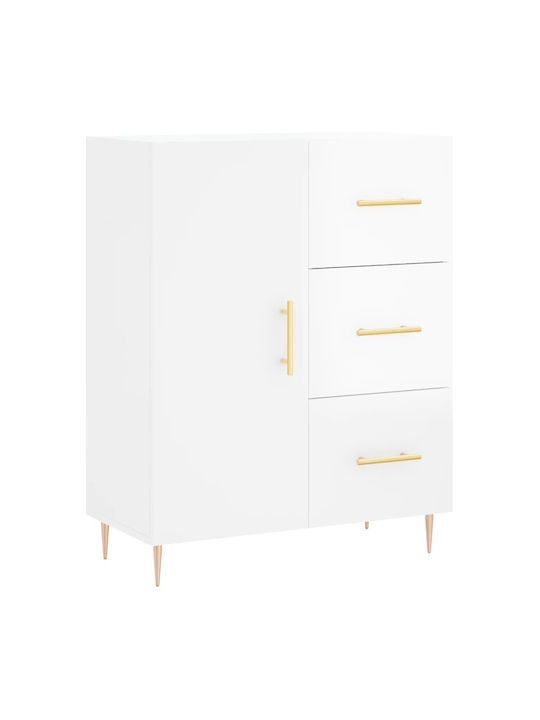 Wooden & Metallic Buffet with Drawers White L69.5xW34xH90cm