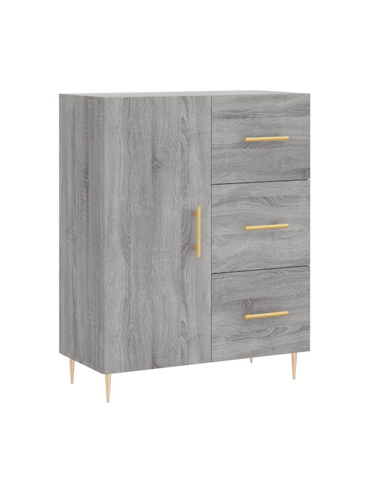 Wooden & Metallic Buffet with Drawers Gray Sonoma L69.5xW34xH90cm