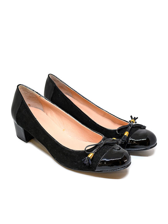 Leather Black Medium Heels
