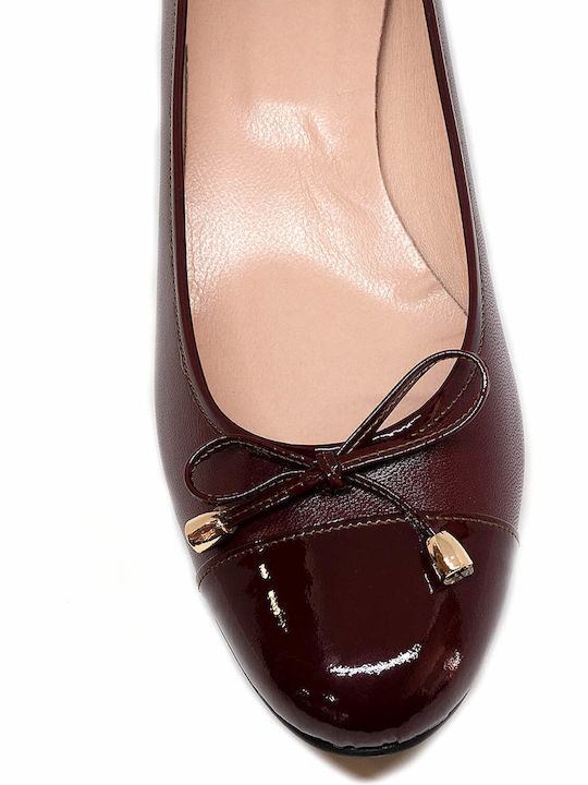 Leather Burgundy Medium Heels