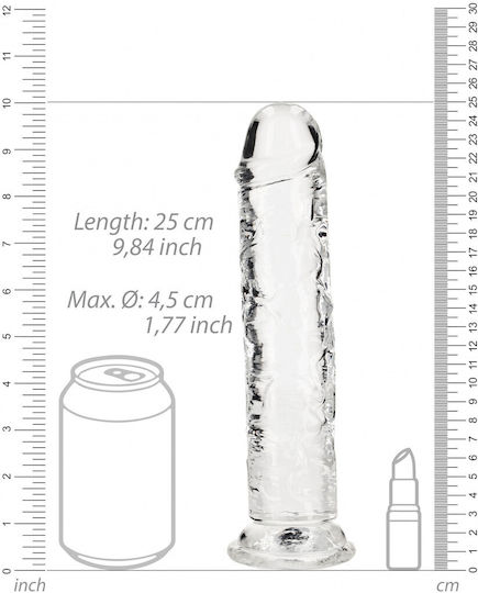 Shots Real Rock Crystal Clear Реалистично дилдо Със смукателна чашка Прозрачен 23см