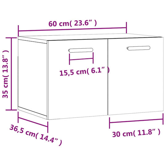 vidaXL Ντουλάπι Μπάνιου 60x36.5x35cm Δρυς