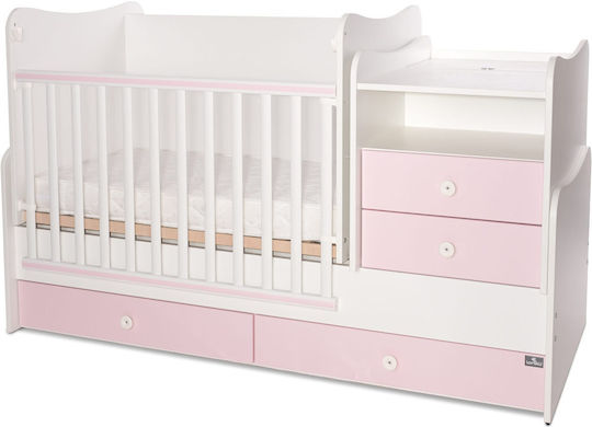 Lorelli Πολυμορφική Κούνια Combo White / Orchid Pink με Συρτάρι