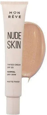 Mon Reve Nude Skin Blemishes & Moisturizing 24h Day Tinted Cream Suitable for Normal/Dry Skin 20SPF 30ml