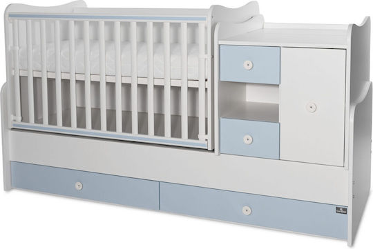 Lorelli Polymorphe Babybett Minimax Weiß/Hellblau mit Schublade