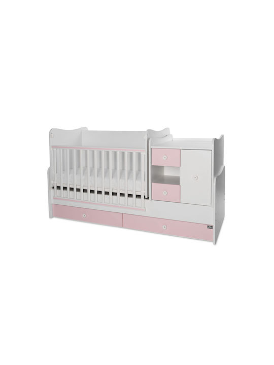 Lorelli Polymorphe Babybett Minimax Weiß/Rosa Pink mit Schublade