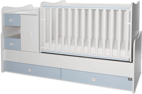 Lorelli Polymorphe Babybett Minimax Weiß/Hellblau mit Schublade