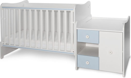 Lorelli Polymorphe Babybett Minimax Weiß/Hellblau mit Schublade