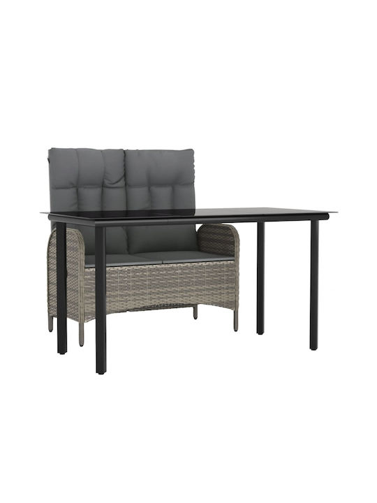 Garden & Outdoor Furniture Sets Dining Room Set 2 Pieces Grey with Pillows