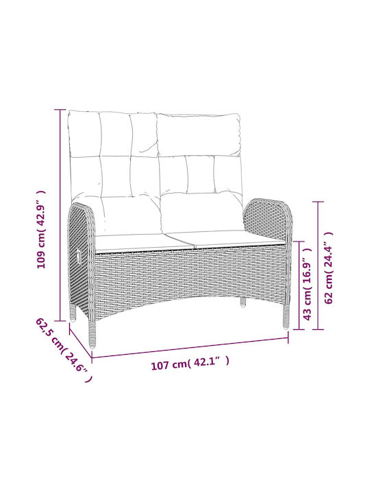 Garden & Outdoor Furniture Sets Dining Room Set 2 Pieces Grey with Pillows