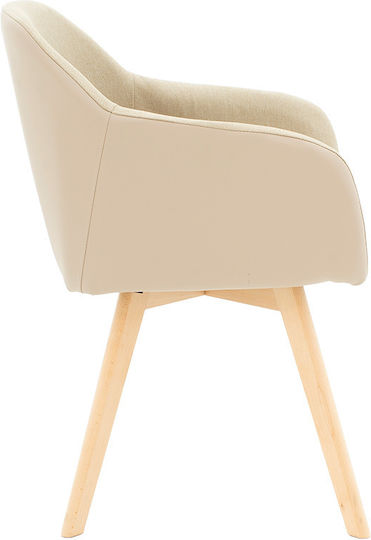 Safira Dining Room Artificial Leather Armchair Beige-natural 57x58x84cm