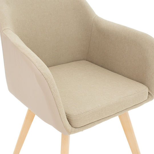 Safira Dining Room Artificial Leather Armchair Beige-natural 57x58x84cm