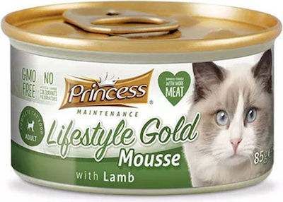 Princess Maintenance Lifestyle Gold Wet Food for Adult Cats In Can with Lamb Mousse 1pc 85gr