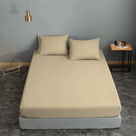 Le Blanc Cotton Line Pillowcase Set with Envelope Cover Beige 50x70cm.