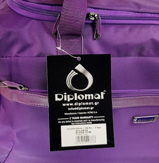 Diplomat ZC Sack Voyage 46lt Purple with Wheels Fabric Length 55xWidth 30xHeight 31cm