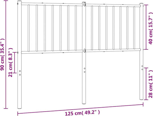vidaXL Metal Bed Headboard White 125x90cm
