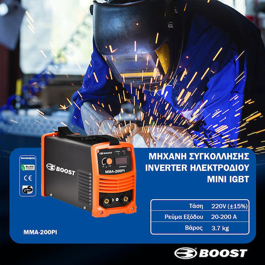 Boost Boost Sudură Inverter MMA cu Curent Maxim de Sudare 200A și Ciclu de Lucru 60%