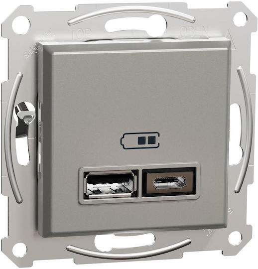 Schneider Electric Asfora Walled Power Socket with 1 USB Port Bronze