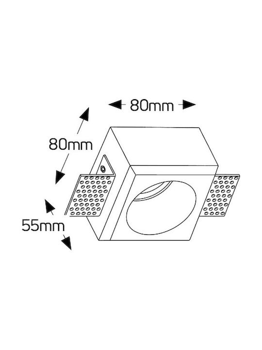 Geyer Square Plaster Recessed Spot with Socket GU10 White 8x8cm. 1pcs