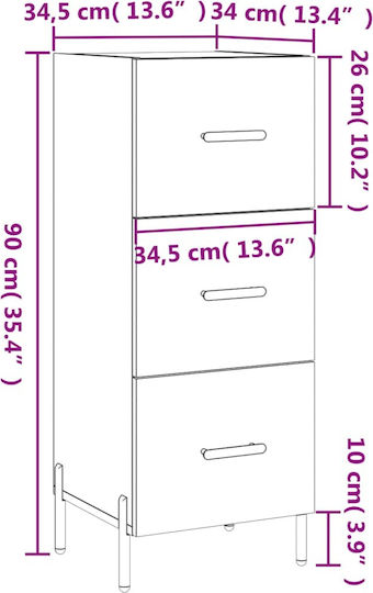vidaXL Kleine Aufbewahrungsmöbel Holz M34,5xT34xH90cm