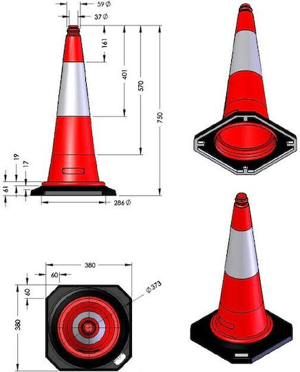 Doorado Plastic Traffic Cone in Red Colour 21.5x30cm