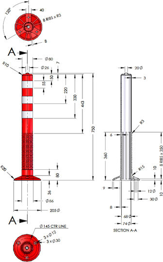 Doorado Plastic Traffic Columns Orange H75cm