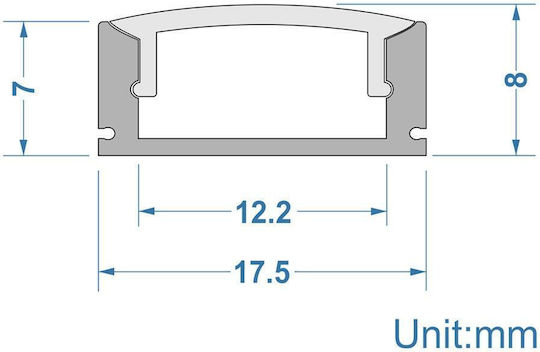 Cubalux External Aluminum Profile for LED Strip 200x1.7x0.8cm