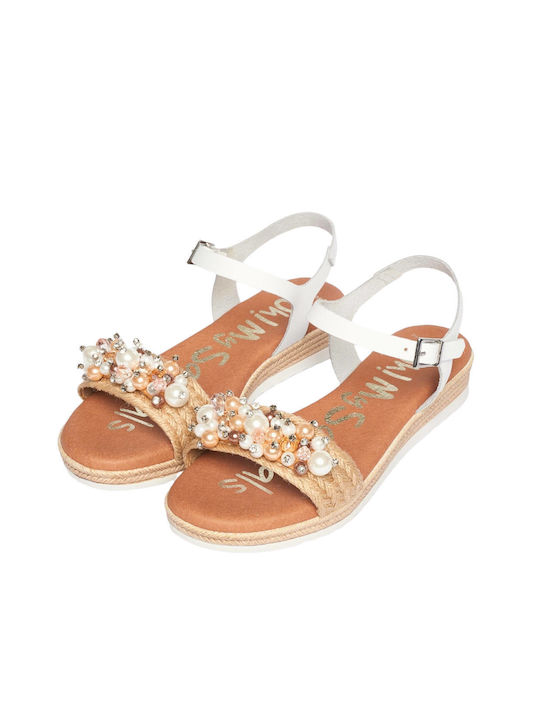 Oh My Sandals Din piele Sandale dama Pantofi cu platformă în Culoarea Alb