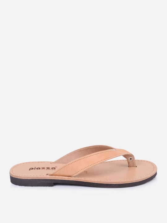 Leather Women's Flat Sandals Brown