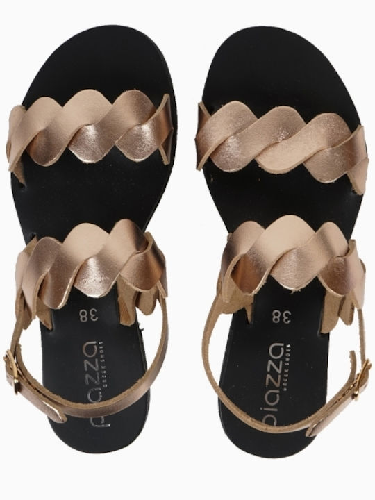 Piazza Shoes Women's Flat Sandals with Strap in Beige Color