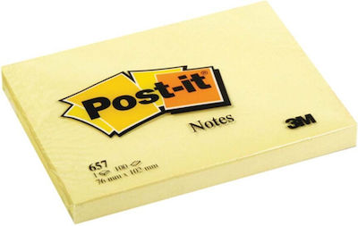 3M 657 Post-it Notes Pad 100 Sheets Yellow 7.6x10.2cm