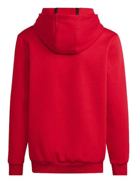 Adidas Fleece Kinder Sweatshirt mit Kapuze und Taschen Rot