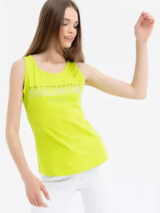 Damen Sommer Bluse Ärmellos Gelb