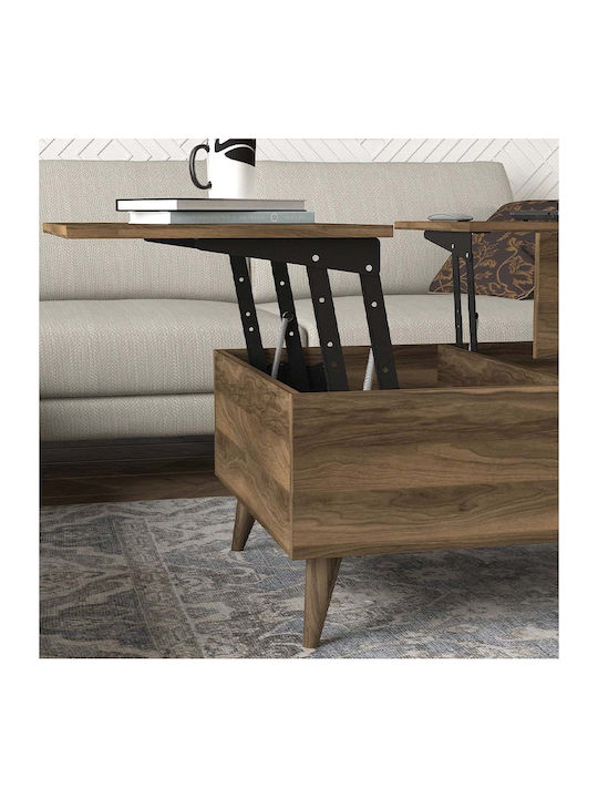 Rectangular Central Coffee Table Roy Wooden with Lifting Mechanism Brown W121xL69xH40cm
