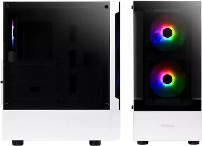 Gamdias TALOS E3 Гейминг Midi Tower Компютърна кутия със странично прозорче и RGB осветление Бял