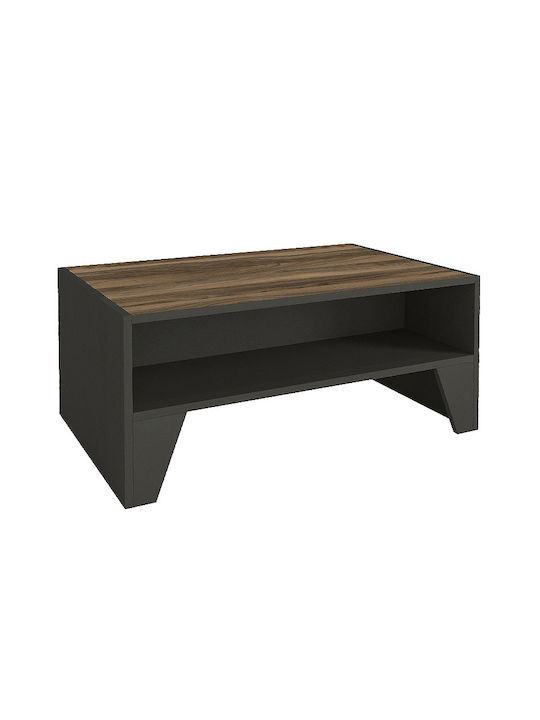 Rechteckiger Zentraler Kaffeetisch Chester Holz Anthrazit - Nussbaum M93,6xL60xH40cm