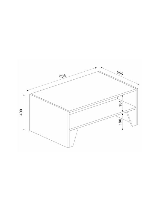 Rechteckiger Zentraler Kaffeetisch Chester Holz Anthrazit - Nussbaum M93,6xL60xH40cm