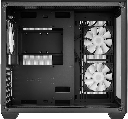 FSP/Fortron CMT380 Gaming Midi-Turm Computergehäuse mit Seitenfenster und RGB-Beleuchtung Schwarz
