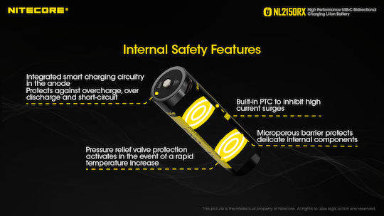 NiteCore Επαναφορτιζόμενη Μπαταρία 21700 Li-ion 5000mAh 3.6V 1τμχ