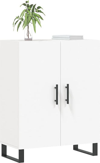 Dulap de Pardoseală pentru Sufragerie din Lemn și Metal, Alb, 69,5x34x90 cm