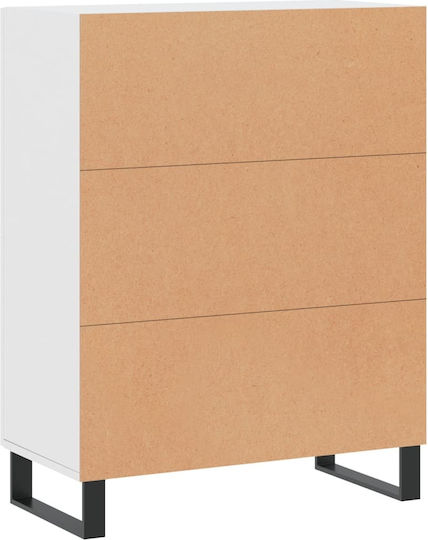 Dulap de Pardoseală pentru Sufragerie din Lemn și Metal, Alb, 69,5x34x90 cm