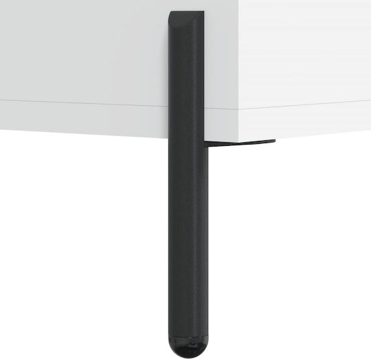 Dulap de Pardoseală pentru Sufragerie din Lemn și Metal Alb 69,5x34x90 cm