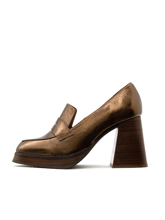 Angel Alarcon Leather Gold High Heels