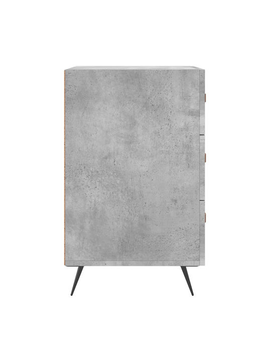 Wooden Bedside Table with Metallic Legs Gray 40x40x66cm