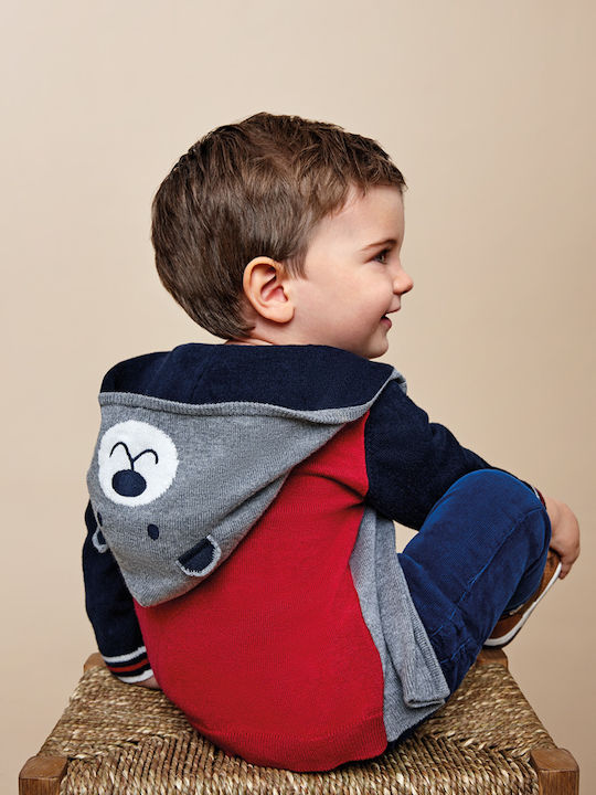 Mayoral Boys Knitted Hooded Sweatshirt with Zipper Gray