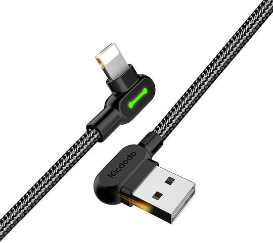 Mcdodo Unghi (90°) / Braided USB-A la Cablu Lightning Negru 1.8m (CA-4673)