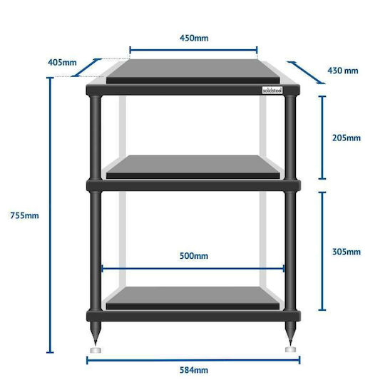 Solidsteel S5-3 Advanced Rack 3 Levels White 58.4x75.5x43cm